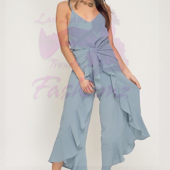 Cami Woven Jumpsuit- MISTY BLUE - Picture 3 of 4
